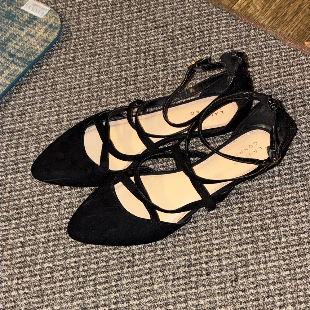 LC Lauren Conrad Black Strappy Flats